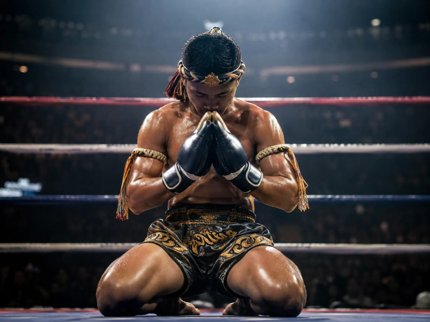 The wai kru ram muay honour ceremony before a fight